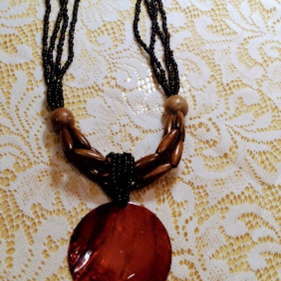 Exotic and Vibrant Beaded Single Shell 4-Strand Necklace, 27" with 3" adjustable - Picture 11 of 16